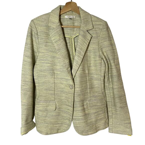 CAbi Jackets & Blazers - cAbi yellow gray heathered padded shoulders women's size 10 knit blazer formal
